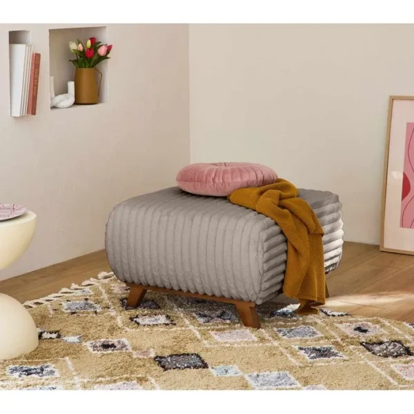 Cristal - Pouf Modulable - 65 Cm - En Fausse Fourrure Côtelée