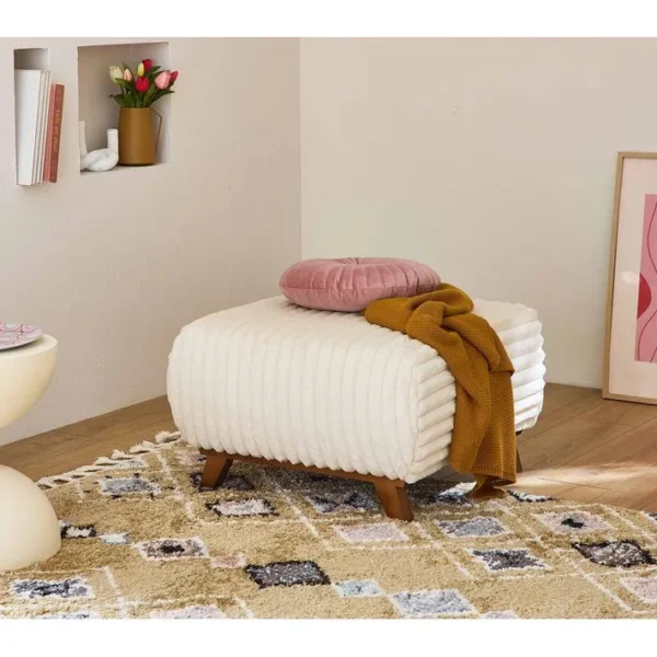 Cristal - Pouf Modulable - 65 Cm - En Fausse Fourrure Côtelée