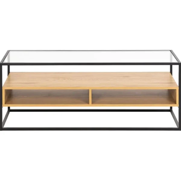 Parker - Meuble TV - Bois, Verre Et Métal Noir - 120 Cm