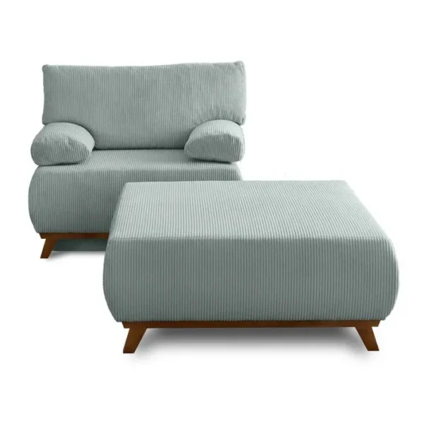 Cristal - Fauteuil - Convertible Avec Coffre Et Grand Pouf - En Velours Côtelé