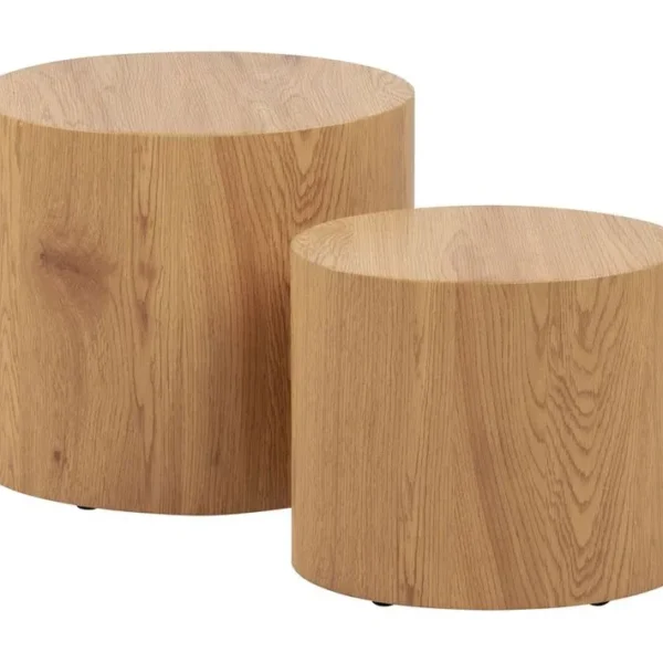 Aeryn - Lot De 2 Tables Basses - Chêne Naturel - 48 Et 40 Cm