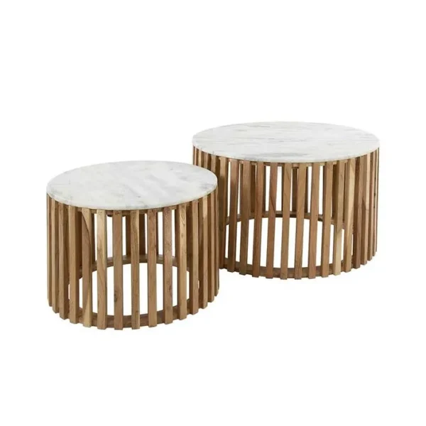 Utara - Lot De 2 Tables Basses - En Bois Massif De Manguier - 65 Et 50 Cm