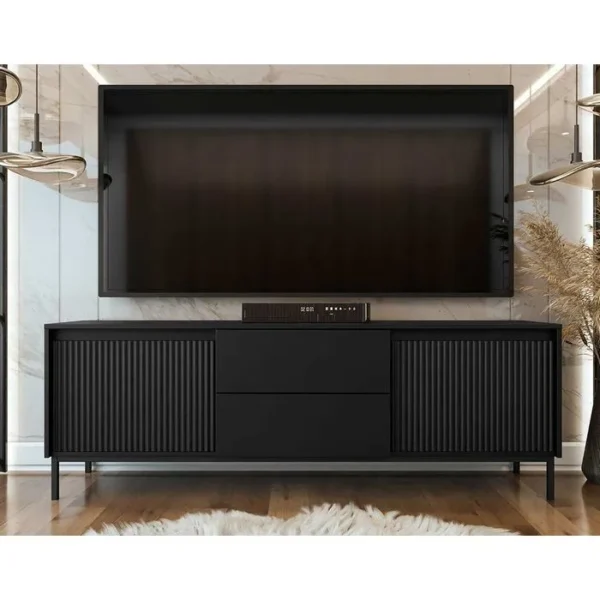 BEST MOBILIER Girona - Meuble TV - Noir - 174 Cm