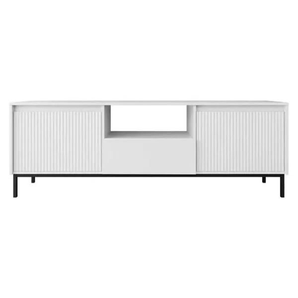 BEST MOBILIER Girona - Meuble TV Ouvert - Blanc - 174 Cm