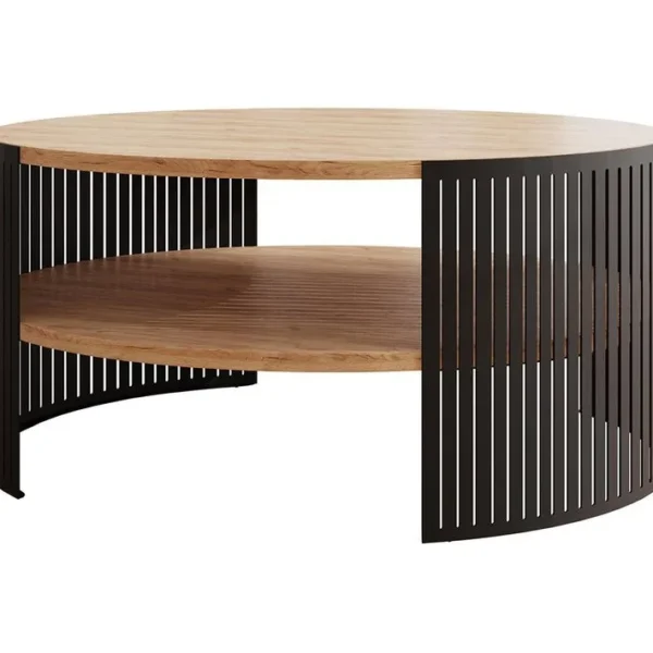 Cruz - Table Basse - Chêne Naturel Et Noir - 75 Cm