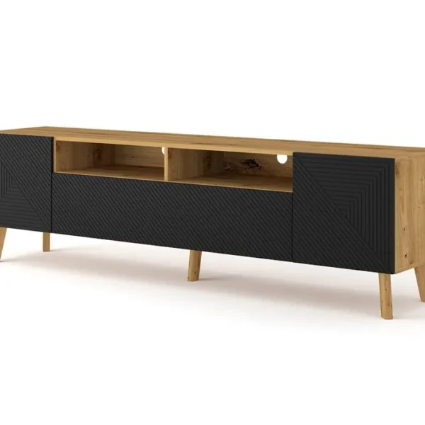 Velato - Meuble TV - Bois Et Noir - 195 Cm