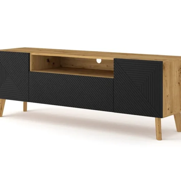 Velato - Meuble TV - Bois Et Noir - 160 Cm