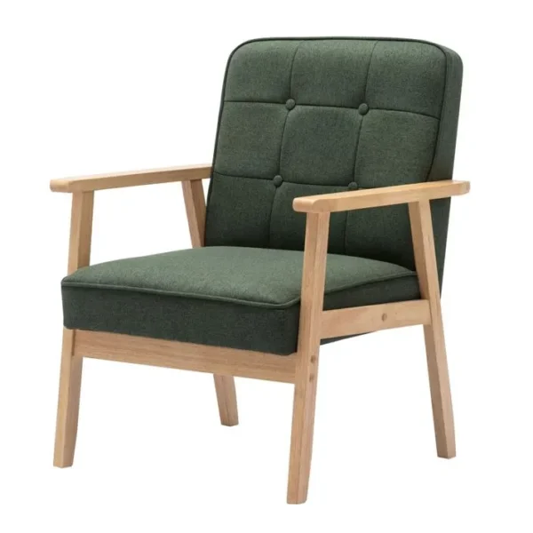 Douglas - Fauteuil Lounge En Tissu Sauge Et Bois Massif