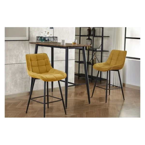 Grant - Fauteuil De Bar En Tissu Moutarde Et Métal Noir (x2)