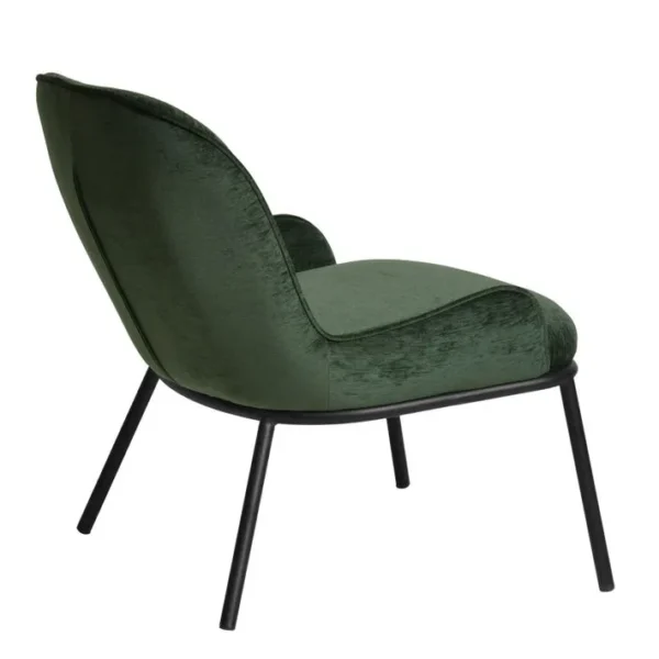 Alvin - Fauteuil Lounge, Tissu Chenillé Sauge Et Pieds Noir Mat