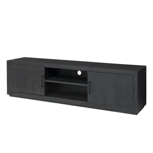 Anduz-meuble TV 2 Portes L180cm En Manguier Massif Noir