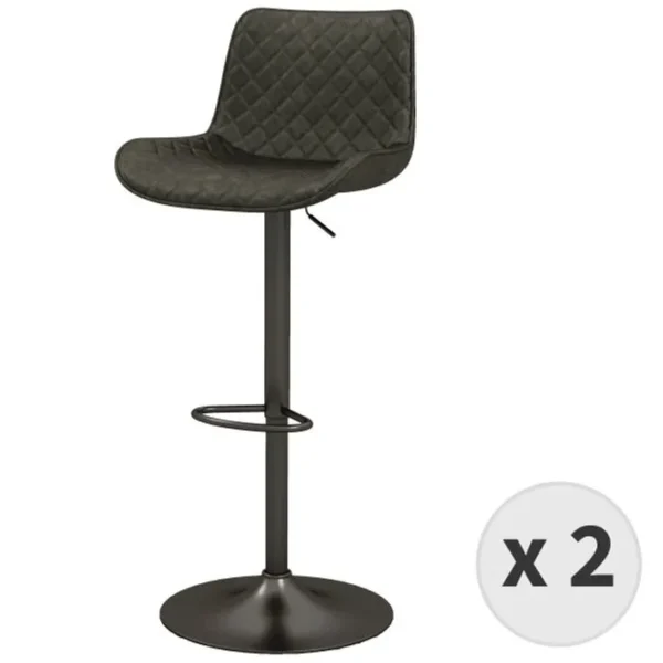 Dino-tabouret De Bar En Cuir Synthétique Anthracite/gris Bronze (x2)