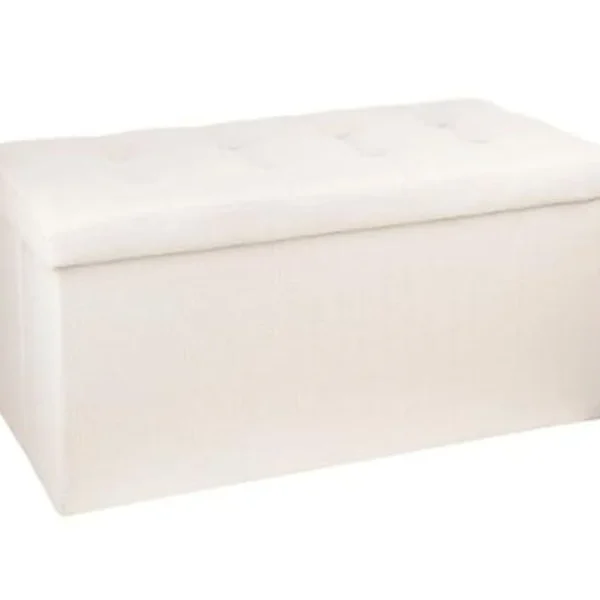 Coffre/pouf Pliable En Mdf Et Polyuréthane Coloris Beige - Dim : L76 X L38 X H38 Cm