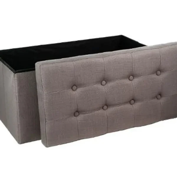 Coffre/pouf Pliable En Mdf Et Polyuréthane Coloris Gris - Dim : L76 X L38 X H38 Cm