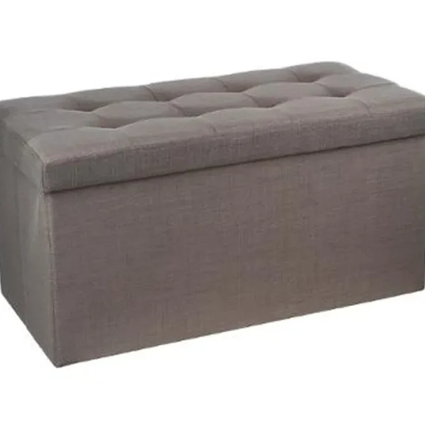 Coffre/pouf Pliable En Mdf Et Polyuréthane Coloris Gris - Dim : L76 X L38 X H38 Cm