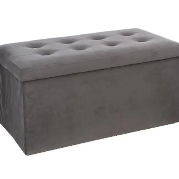 Coffre/pouf Pliable En Mdf Et Polyuréthane Couleur Grise - Dim : L76 X L38 X H38 Cm