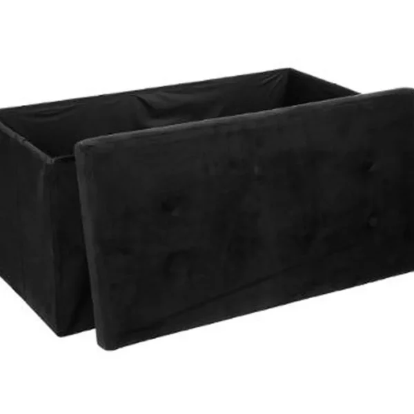 Coffre/pouf Pliable En Mdf Et Polyuréthane Coloris Noir - Dim : L76 X L38 X H38 Cm