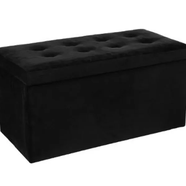 Coffre/pouf Pliable En Mdf Et Polyuréthane Coloris Noir - Dim : L76 X L38 X H38 Cm