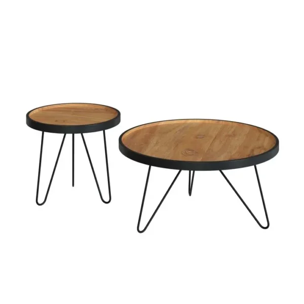 Tables Basses Gigognes Bao En Bois De Teck Et Métal (lot De 2)