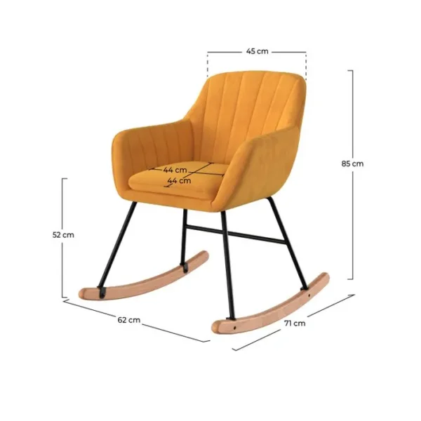 Rocking-chair Isola En Velours Jaune