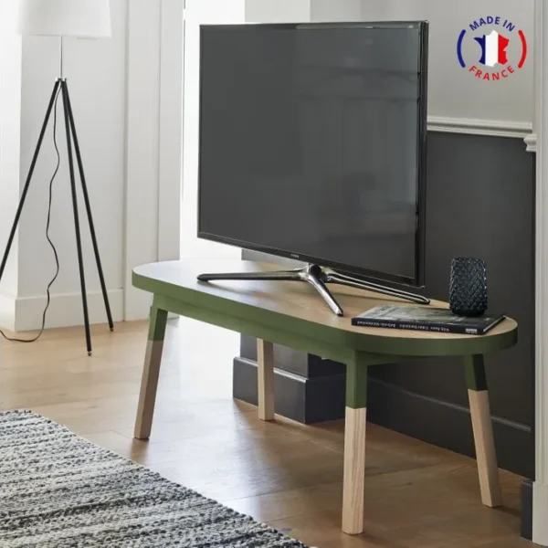 Support TV Banc 140 Cm, 100% Frêne Massif