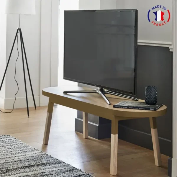 Support TV Banc 140 Cm, 100% Frêne Massif