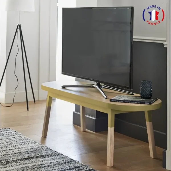 Support TV Banc 140 Cm, 100% Frêne Massif