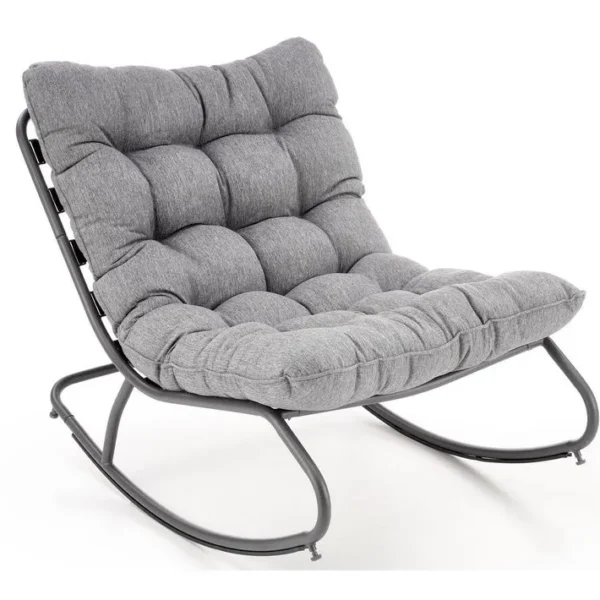 Rocking Chair Design Avec Coussin En Tissu Gris Cargo