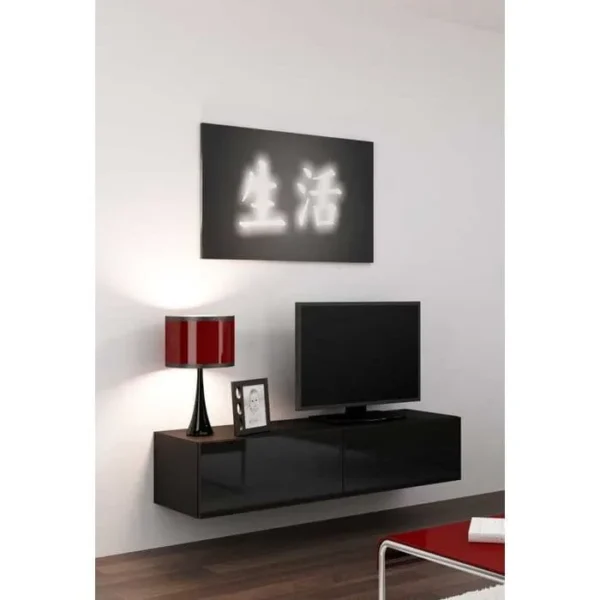 AZURA HOME DESIGN Meuble TV Vigo 140, Noir Ou Blanc - Couleur: Noir