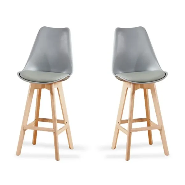 Lot De 2 Tabourets De Bar Grises - Gotteborg