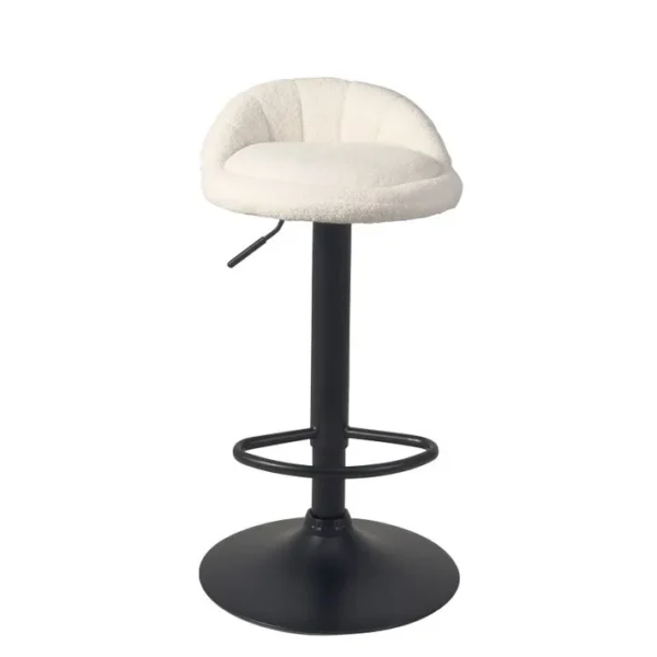 Lot 2 Tabourets De Bar-cuisine Bouclette Pivotant Hauteur Réglable Pied Noir SATI+ (blanc)