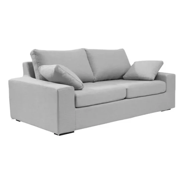 Canapé 3 Pl Deule 193 Cm Fixe Tissu Gris Clair - 100% Déhoussable - Fab. France