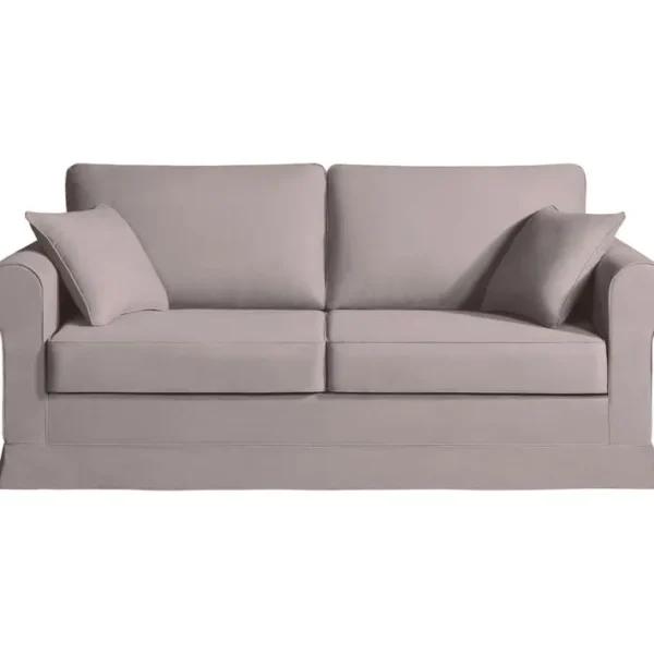 Canapé 3 Pl Colme 190 Cm Fixe Tissu Taupe - 100% Déhoussable - Fab. France