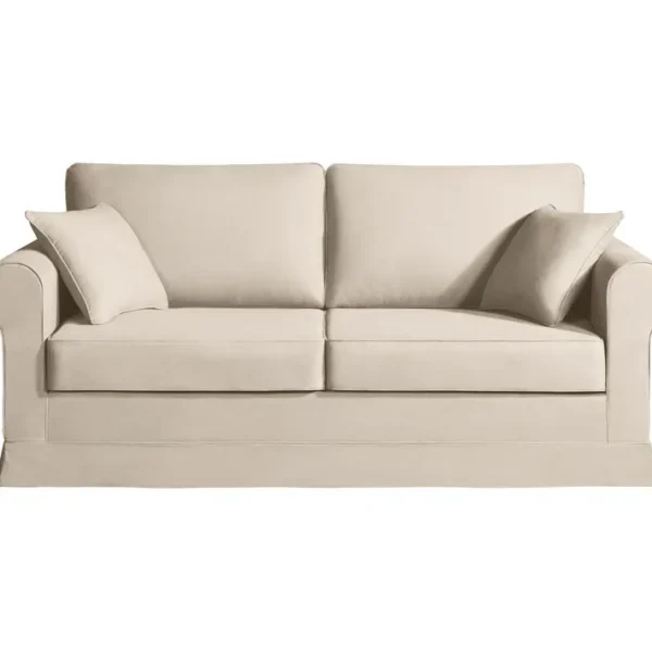 Canapé 3 Pl Colme 190 Cm Fixe Tissu Beige - 100% Déhoussable - Fab. France