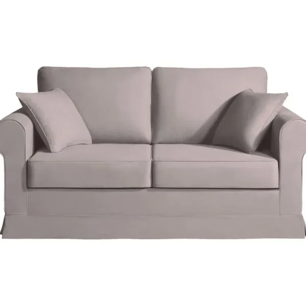 Canapé 2 Pl Colme 170 Cm Fixe Tissu Taupe - 100% Déhoussable - Fab. France