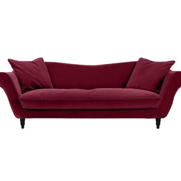 Canapé 3 Pl Alba 238 Cm Velours Aubergine - 100% Déhoussable - Fab. France