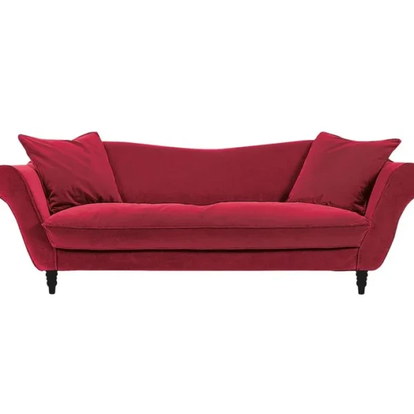 Canapé 3 Pl Alba 238 Cm Velours Rouge - 100% Déhoussable - Fab. France