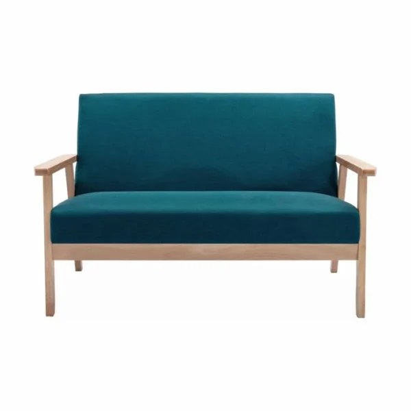 Banquette Canapé En Bois Et Tissu Bleu Pétrole. Isak. L 114 X P 69.5 X H 73cm