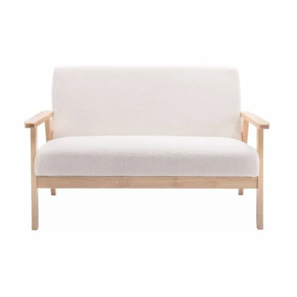 Banquette Canapé En Bois Et Tissu Bouclette. Isak. L 114 X P 69.5 X H 73cm