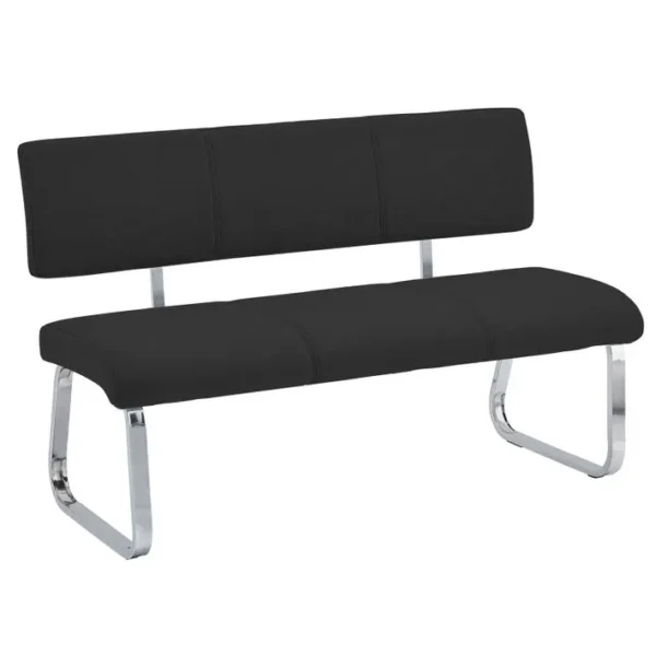 Banc Design Avec Dossier Vilas, En Tissu Noir