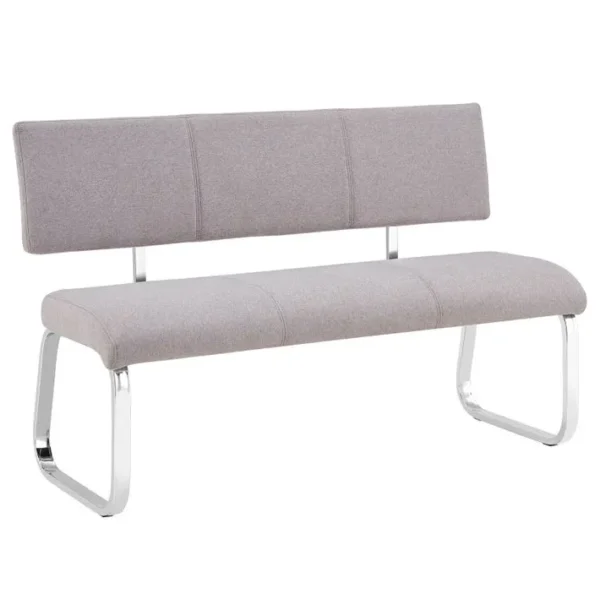 Banc Design Avec Dossier Vilas, En Tissu Gris