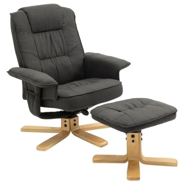 Fauteuil De Relaxation Avec Repose-pieds Charly, En Tissu Gris Anthracite