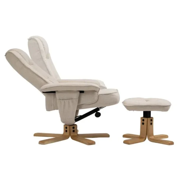 Fauteuil De Relaxation Avec Repose-pieds Charly, En Tissu Beige