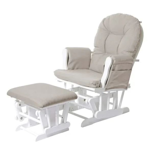 Fauteuil Relax Hwc-c76 Tissu Crème Monture Blanche