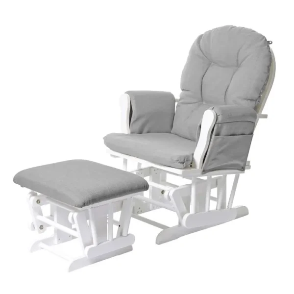 Fauteuil Relax Hwc-c76 Tissu Gris Clair Monture Blanche