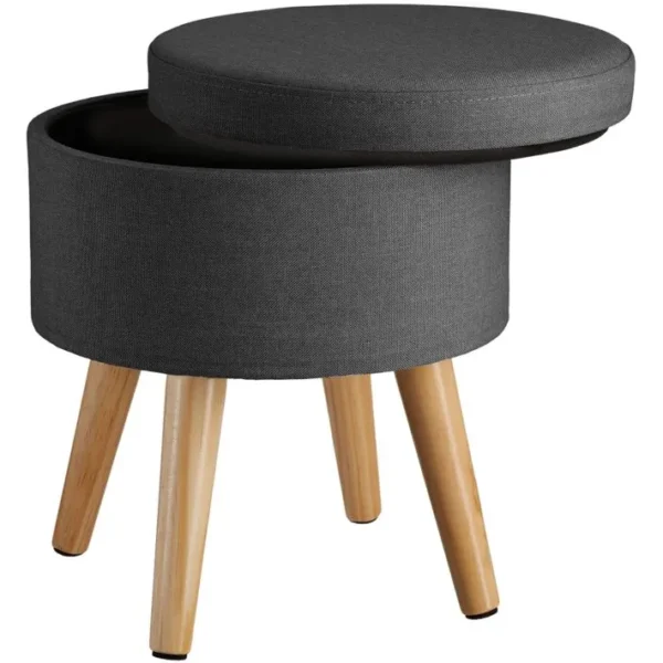 Tabouret Avec Coffre De Rangement Aspect Lin Yumi 150 Kg - Gris Foncé