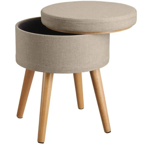 Tabouret Avec Coffre De Rangement Yara Aspect Lin Transformable - Sable