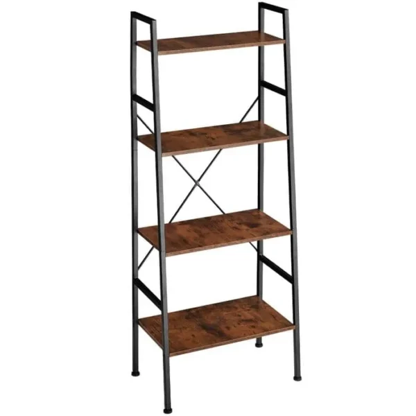 TECTAKE Etagère Échelle Liverpool Style Industriel 61,5 X 36,5 X 150 Cm - Bois Foncé Industriel, Rustique