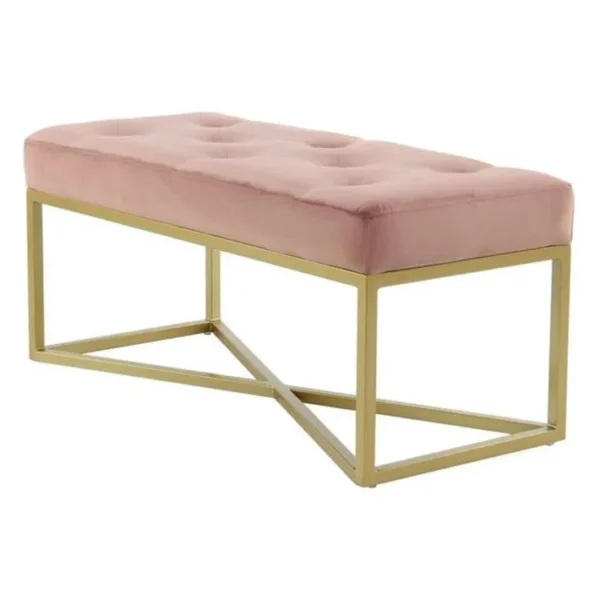 Banc Design Velours cameron 90cm Rose et Or