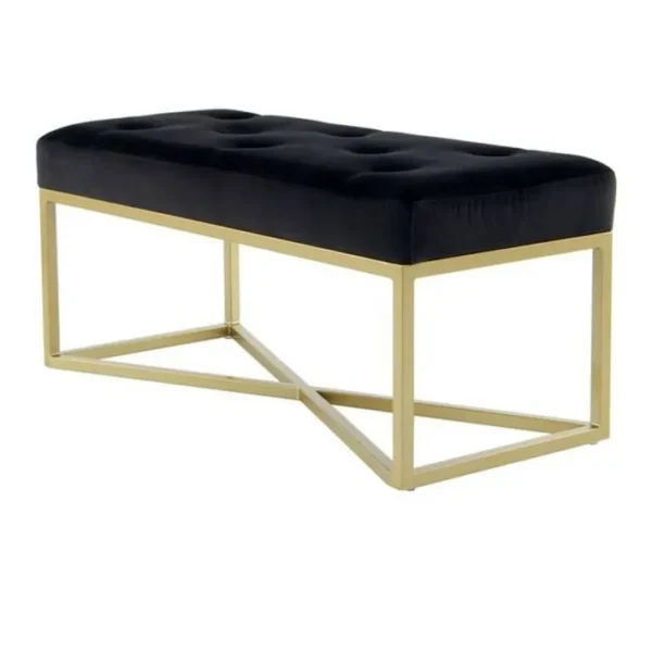 Banc Design Velours cameron 90cm Noir et Or